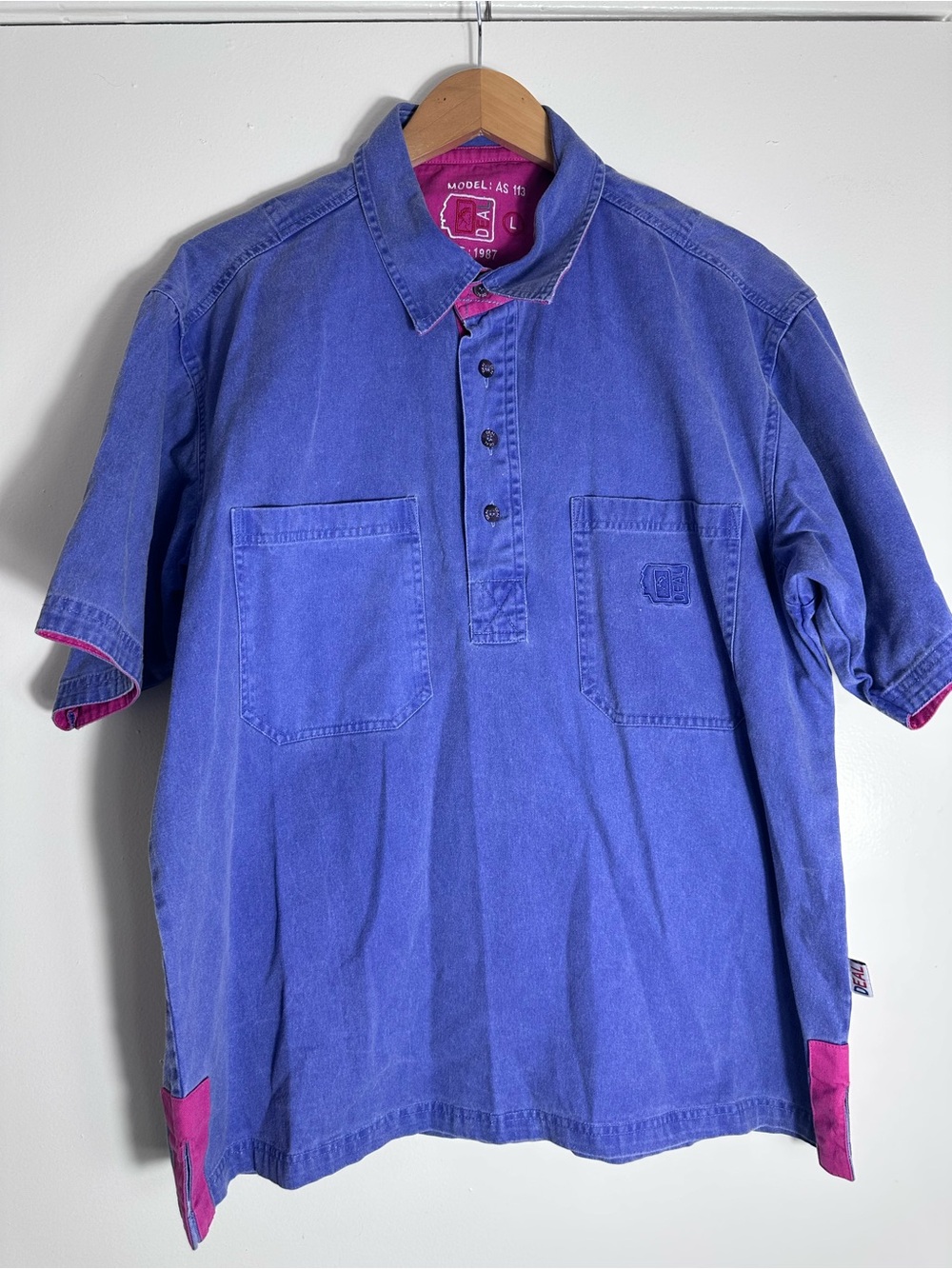 Vintage Deal Short-Sleeve Polo Shirt Purple Wash with Pink Accents